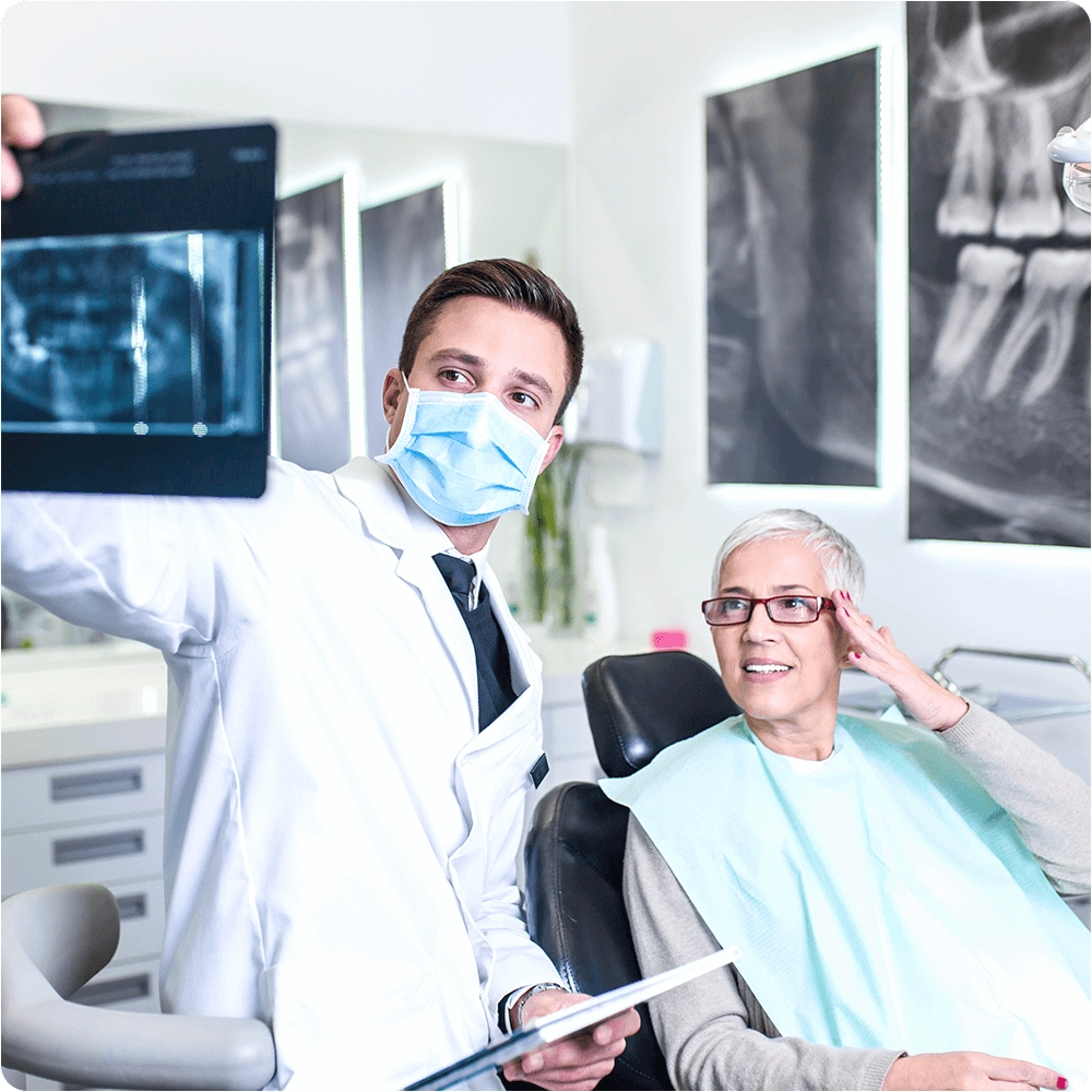 Dentist showing panoramic view