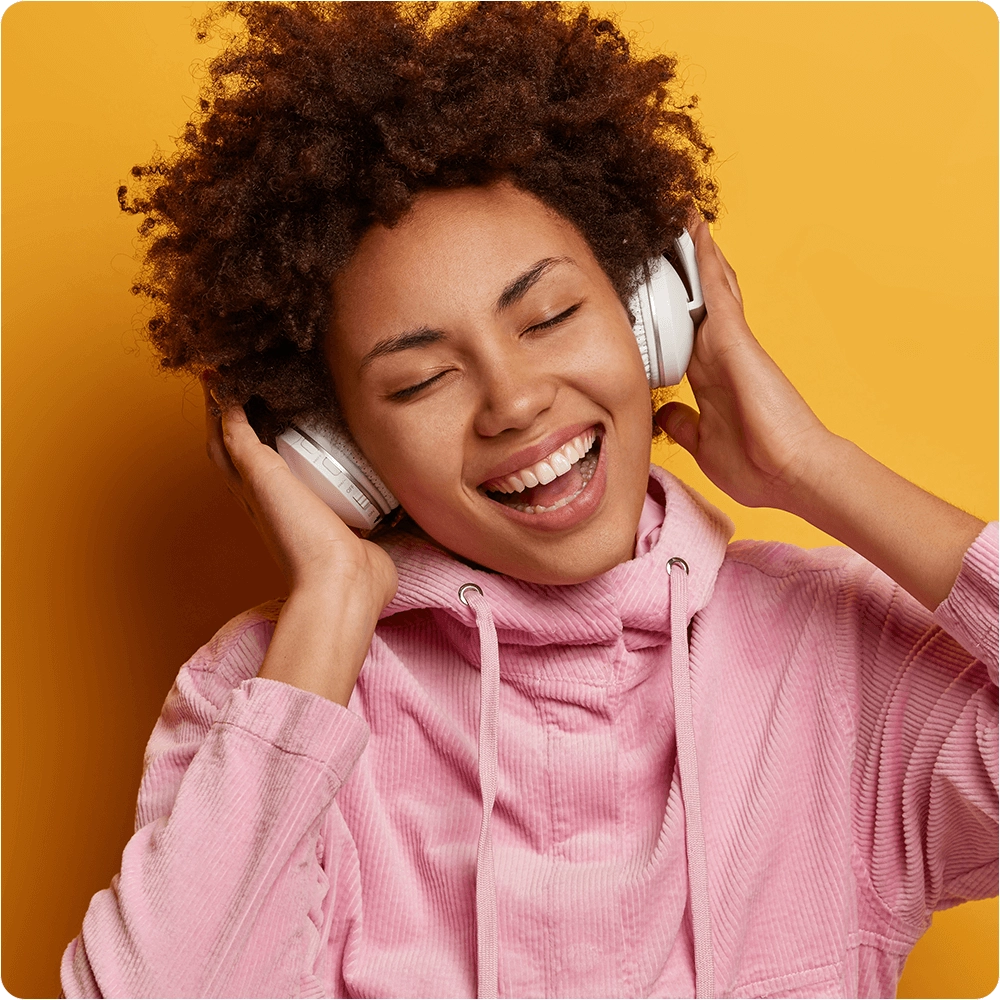 Happy woman with headphones