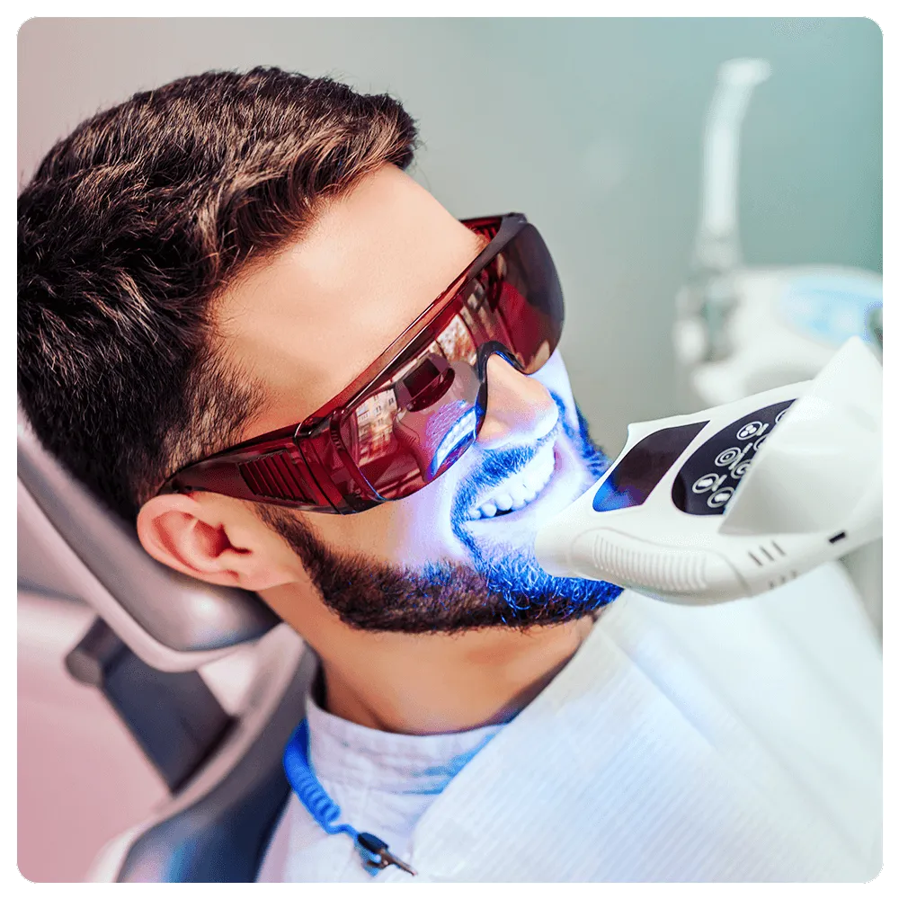 Laser whitening patient