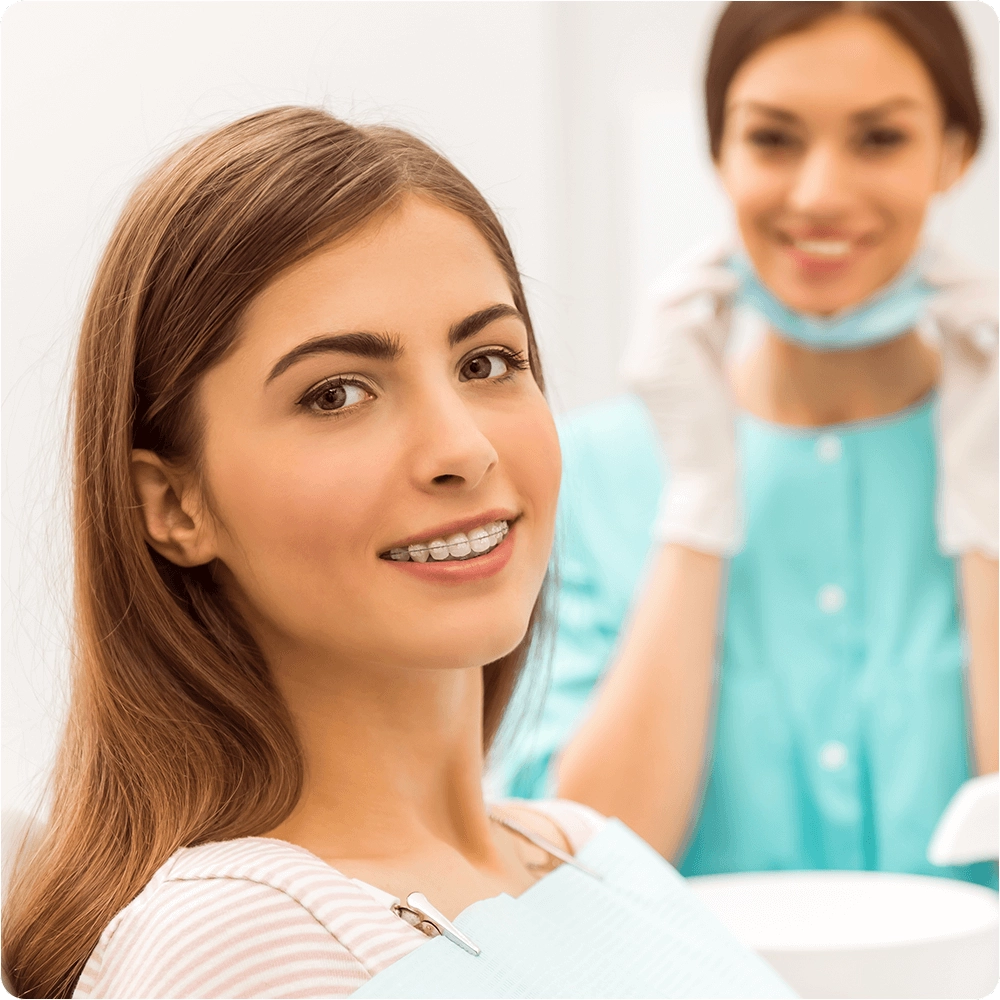 Patient with transparent braces